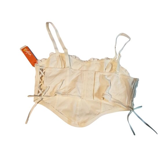 Lace-Trimmed Corset Top With Adjustable Straps By Colsie Size Large Ivory - Picture 3 of 8
